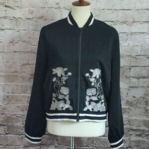 WD.NY black embroidered bomber jacket Size- M